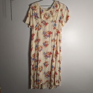 𝅺VINTAGE 90s Sunshine Starshine Floral Maxi Dress Shoulder Pads Large
